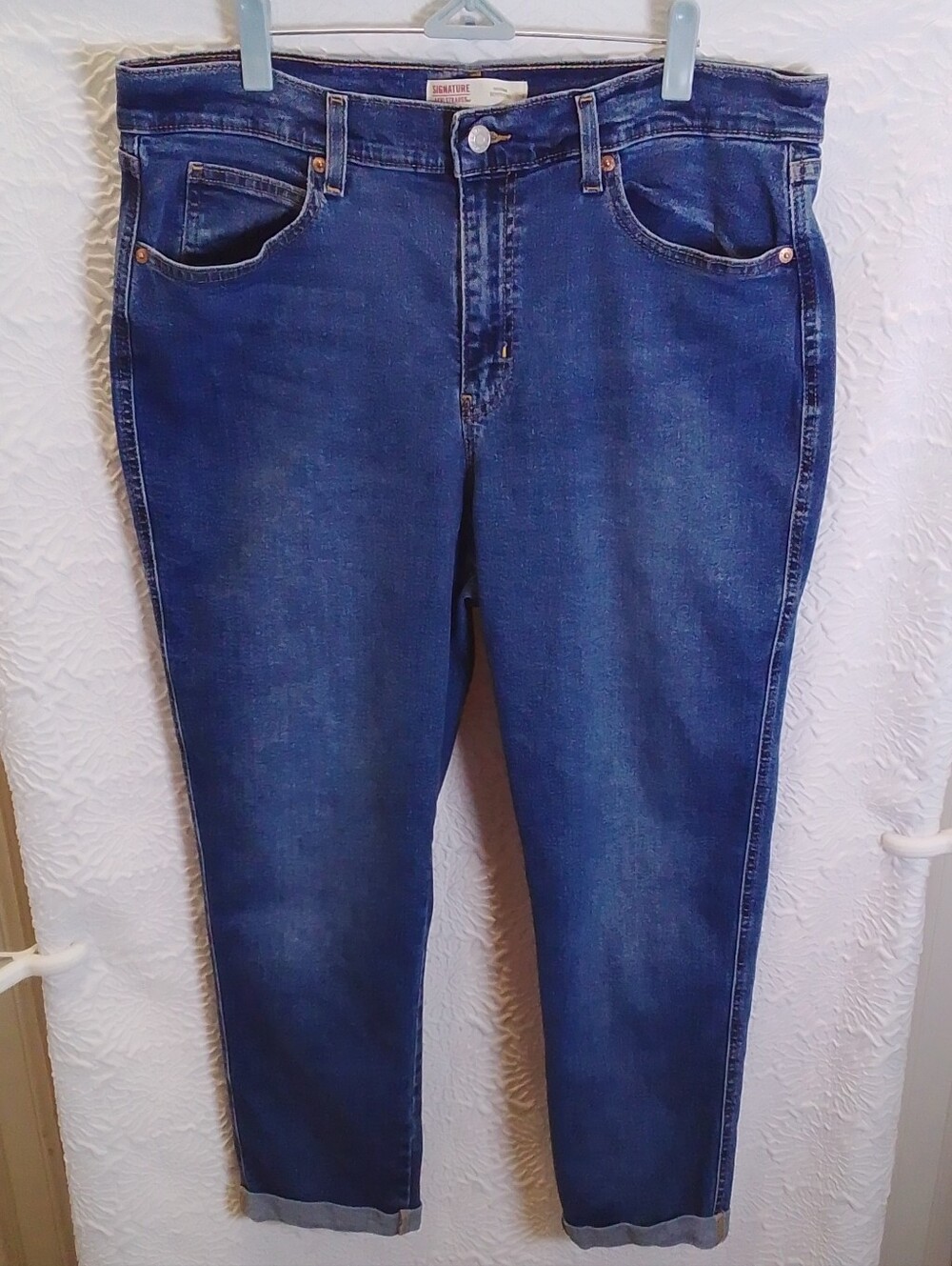 Signature Levi Strauss Heritage Boyfriend Jeans Womens 14 W32 Cuffed Medium Wash